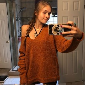 Free people terra-cotta oversized sweater